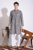 Elegant Blue Khadi Long Kurta