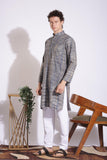 Elegant Blue Khadi Long Kurta