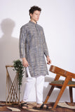 Elegant Blue Khadi Long Kurta