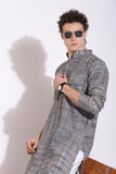 Elegant Blue Khadi Long Kurta