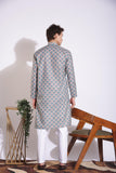 Authentic Silver Grey Print Cotton Kurta