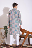 Authentic Silver Grey Print Cotton Kurta