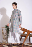 Authentic Silver Grey Print Cotton Kurta