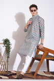 Authentic Silver Grey Print Cotton Kurta