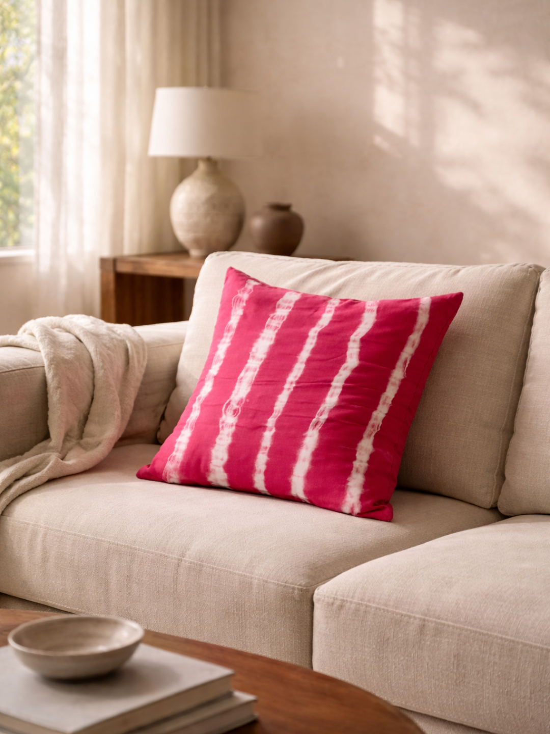 MOOL Hibiscus Tie-Dye Khadi Cushion Cover