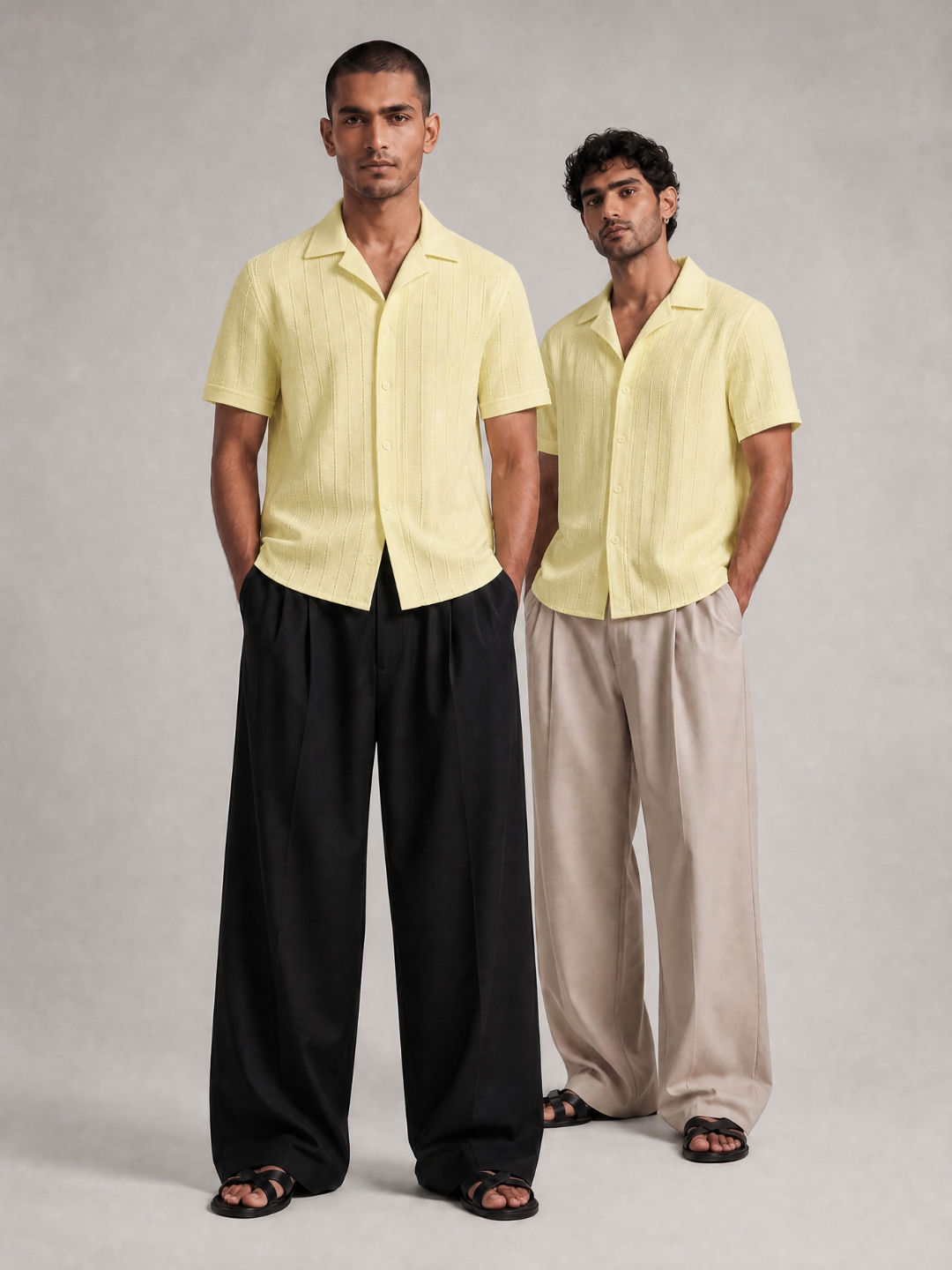 Khadi Lemon Yellow Cuban Collar Half Sleeve  Shirt
