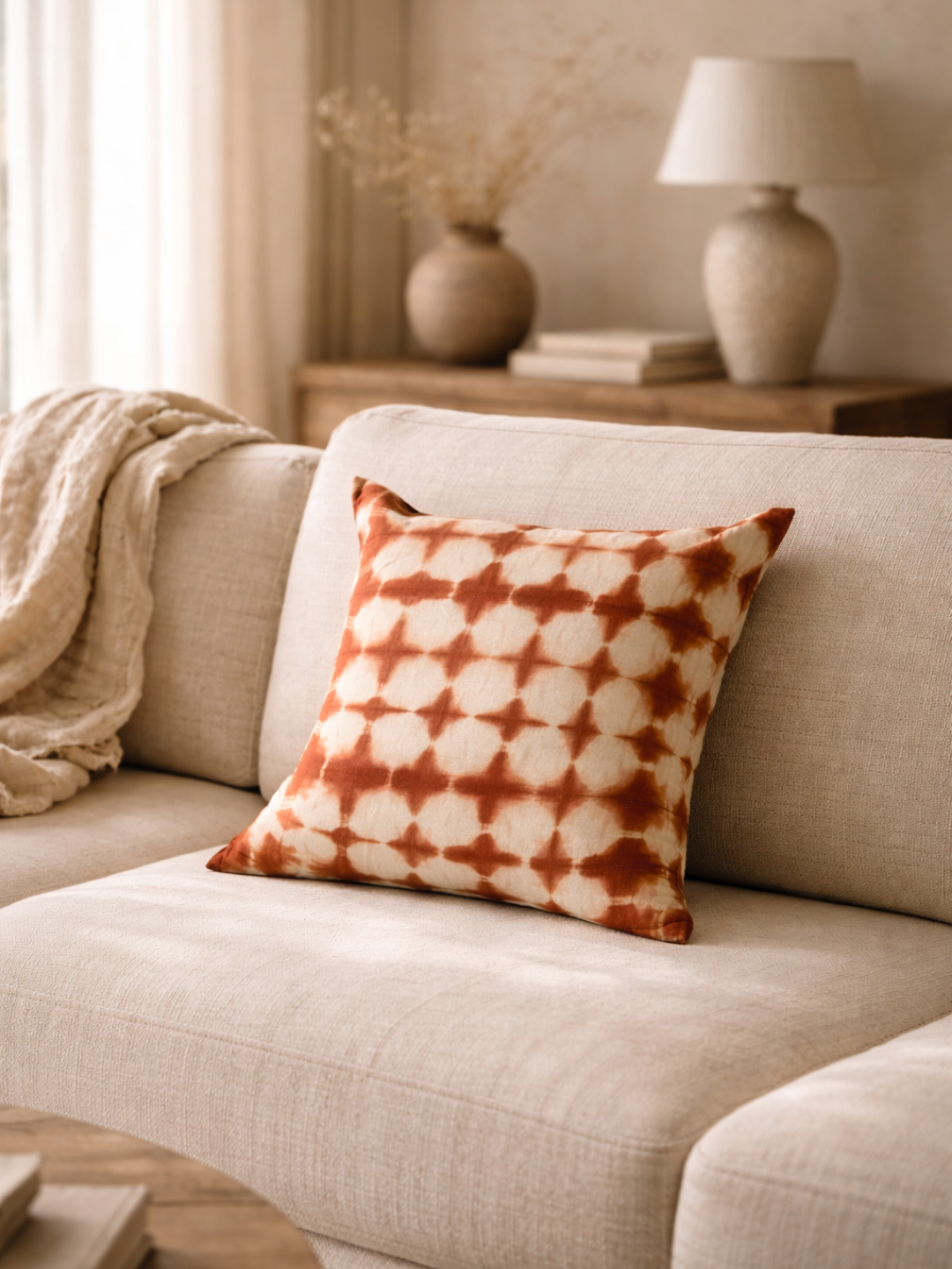 MOOL Khadi Manjistha Tie-Dye Cushion Cover