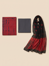 Red & Black Tie-Dye Shibori | 3-Piece Unstitched Suit Set