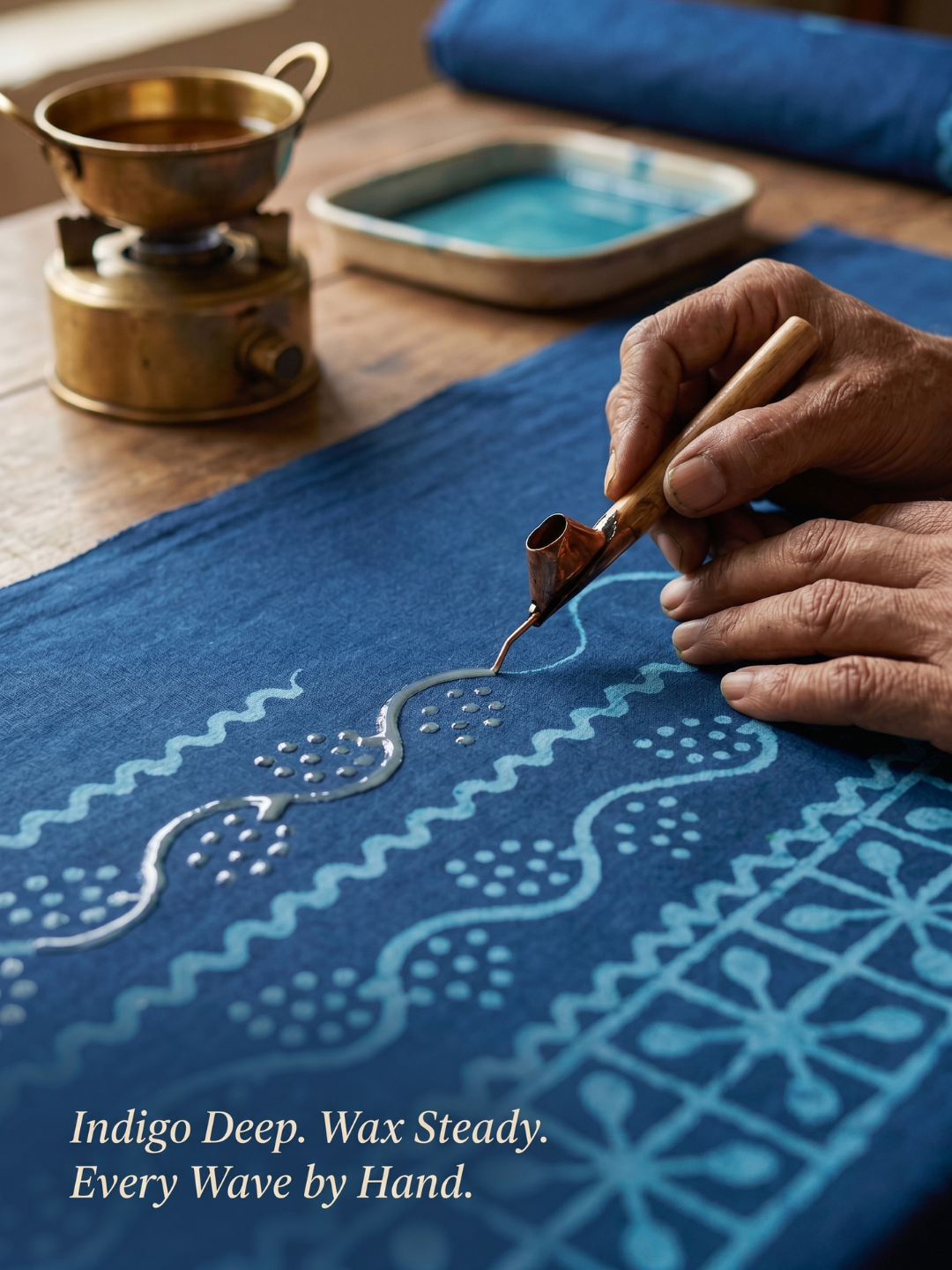 Indigo Wave Batik | 3-Piece Unstitched Suit Set