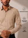 Khadi Cotton Beige Full Sleeve Smart Casual Shirt