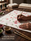 Khaddar Exclusive Hand Painted 3 Pcs Unstitched Suit Set - White & Pink Floral