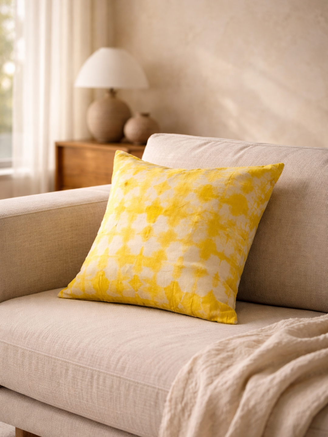 MOOL Khadi Marigold Tie-Dye Cushion Cover
