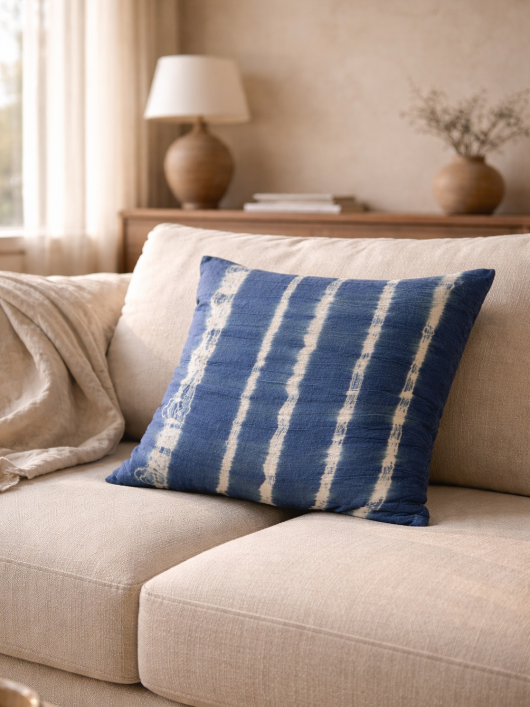 MOOL Blue-Pea Flower Tie-Dye Khadi Cushion Cover