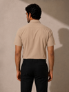 Beige Khadi Cotton Smart Casual Shirt Half Sleeve