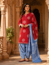Orange & Blue Batik Floral Vine | 3-Piece Unstitched Suit Set