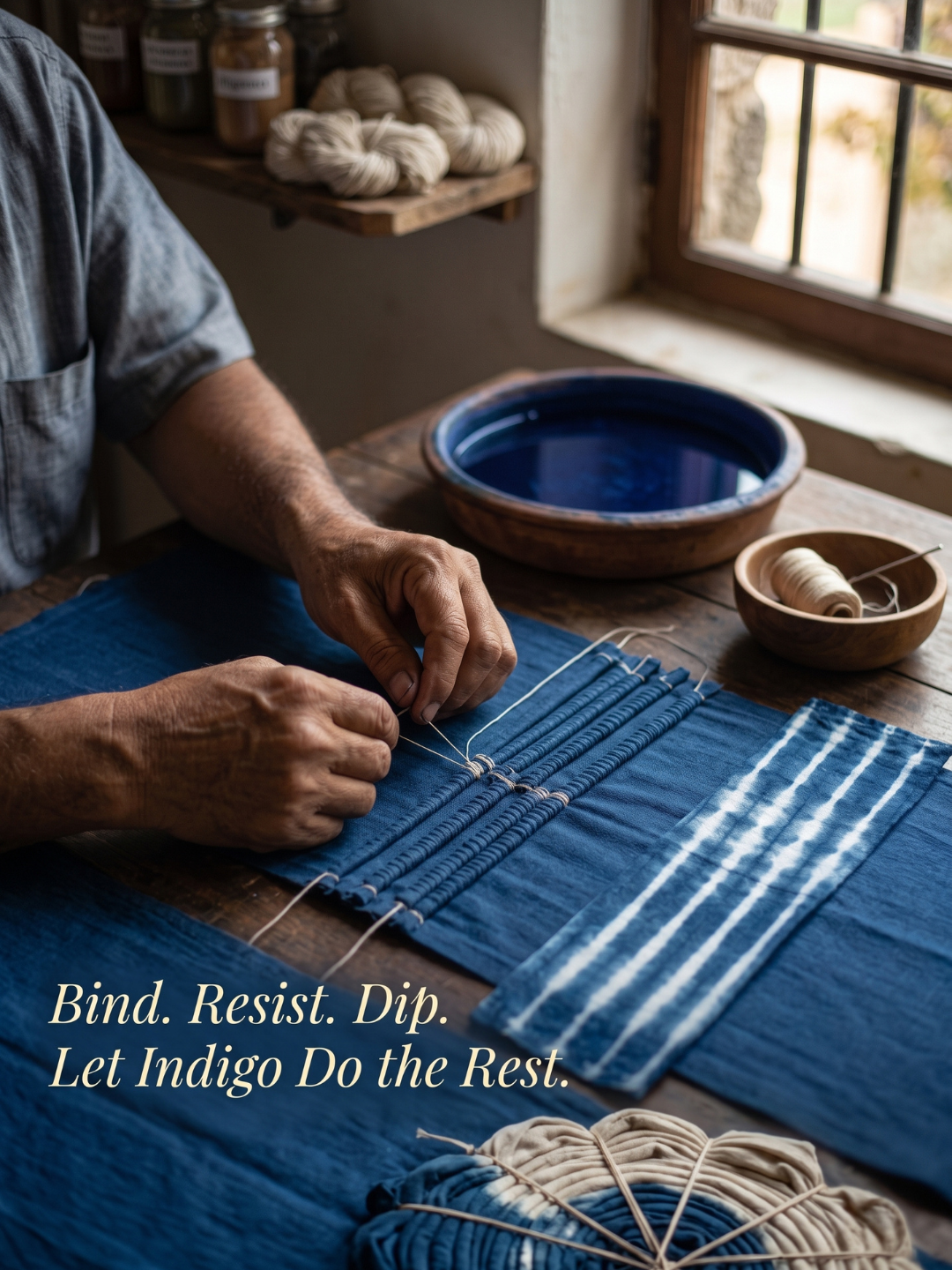 Indigo Horizon Stripe Batik  | 3-Piece Unstitched Suit Set