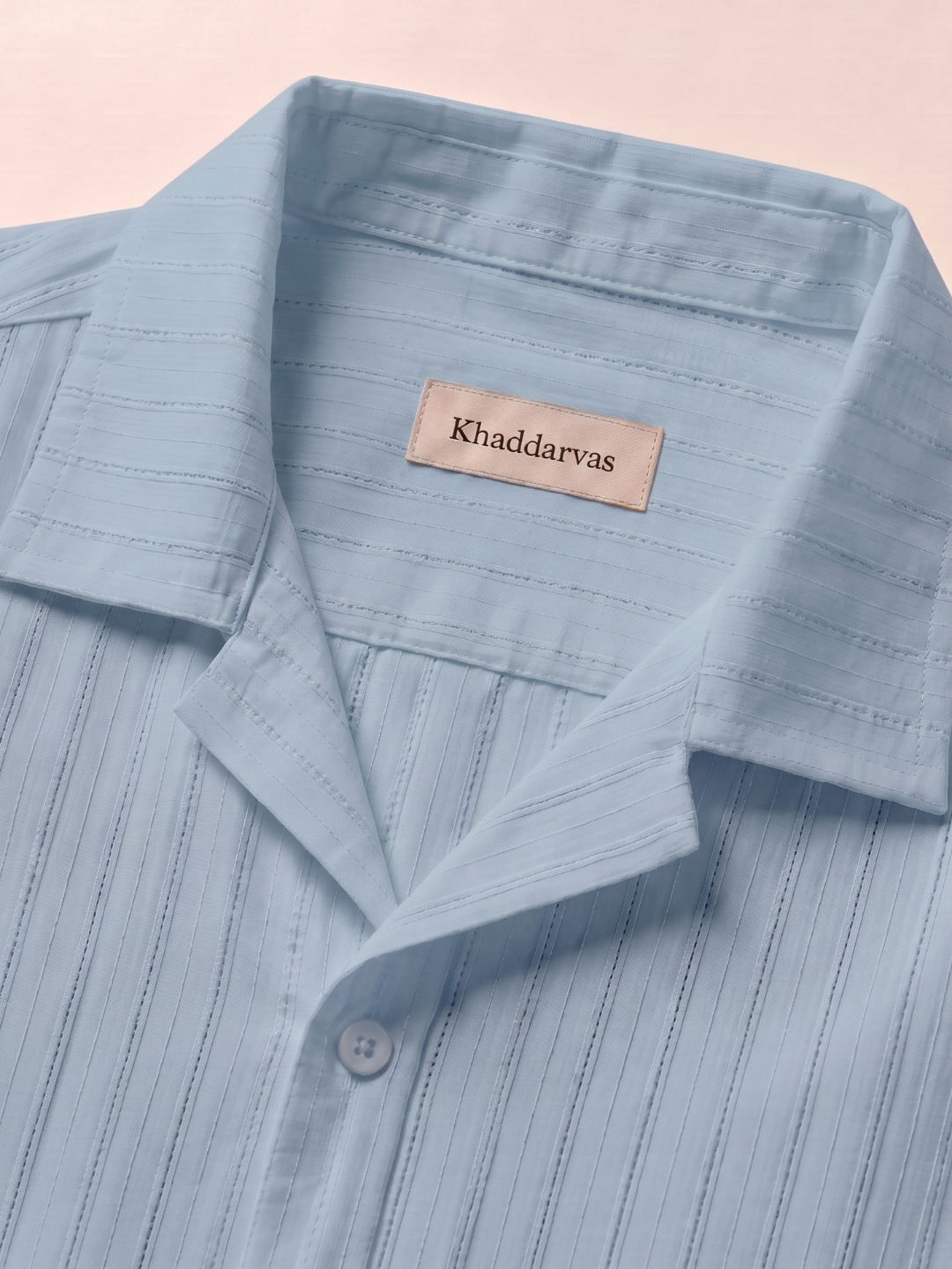 Khadi Pigeon Blue Cuban Collar Half Sleeve  Shirt