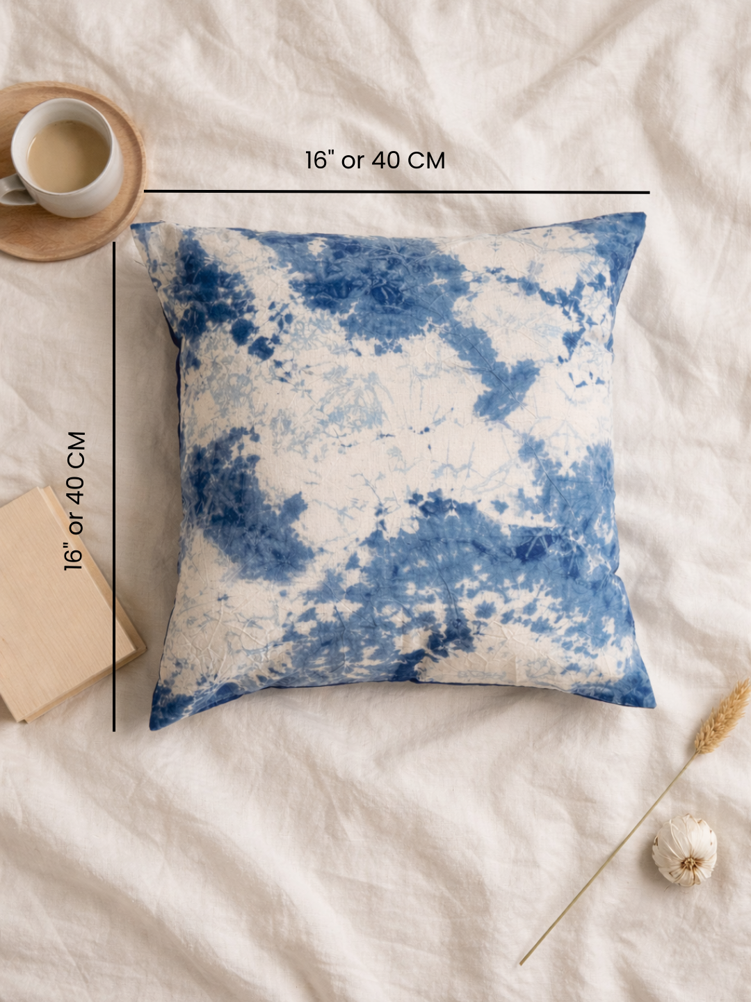 MOOL Blue-Pea Flower Hand-Dyed Khadi Cushion Cover