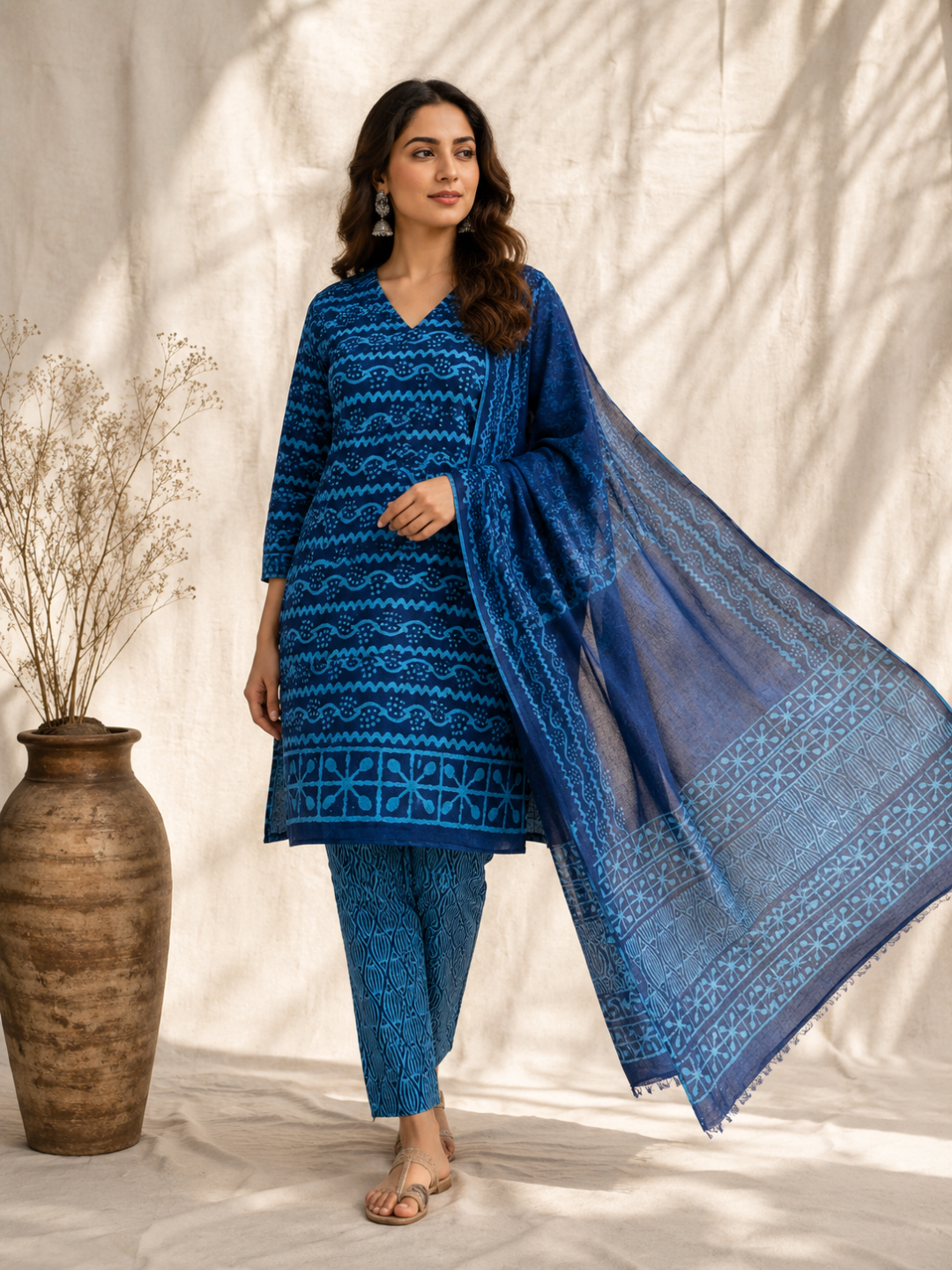 Indigo Wave Batik | 3-Piece Unstitched Suit Set