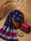 Navy Blue Tie-Dye Bandhani Motif | 3-Piece Unstitched Suit Set