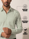 Olive Khadi Cotton Smart Casual Shirt Full Sleeve
