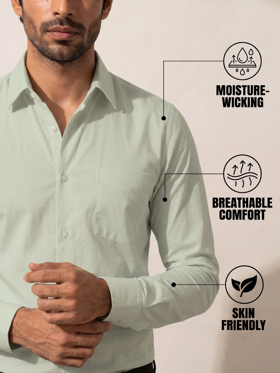 Olive Khadi Cotton Smart Casual Shirt Full Sleeve