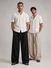 Khadi Pearl White Cuban Collar Half Sleeve  Shirt