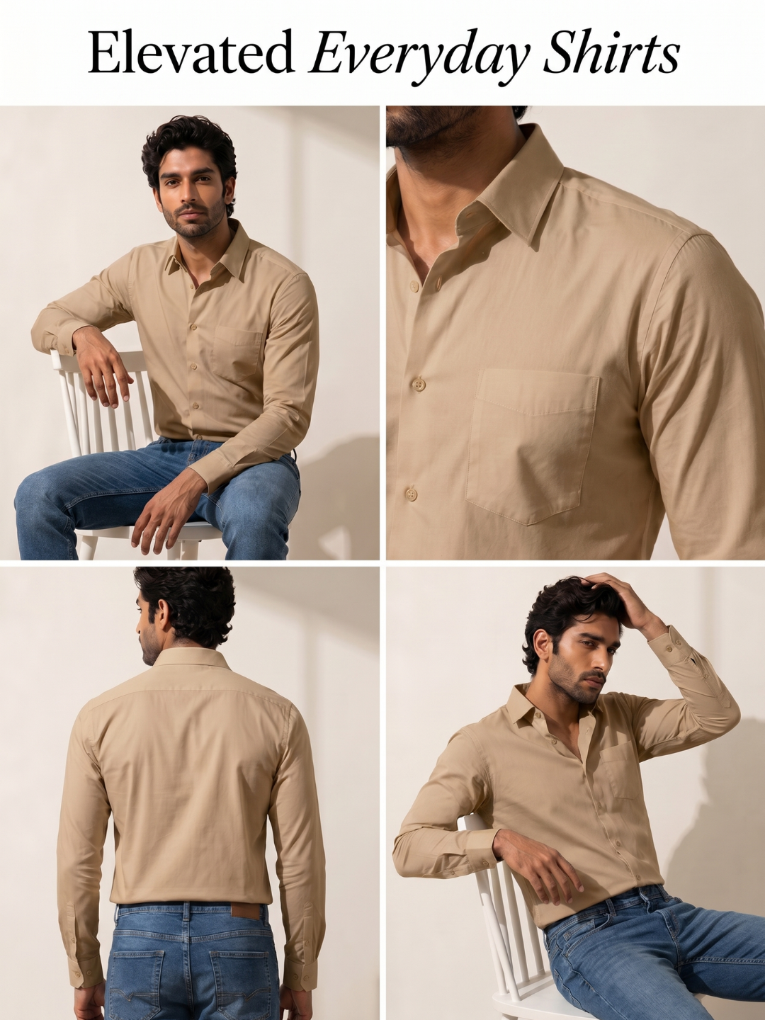 Khadi Cotton Beige Full Sleeve Smart Casual Shirt