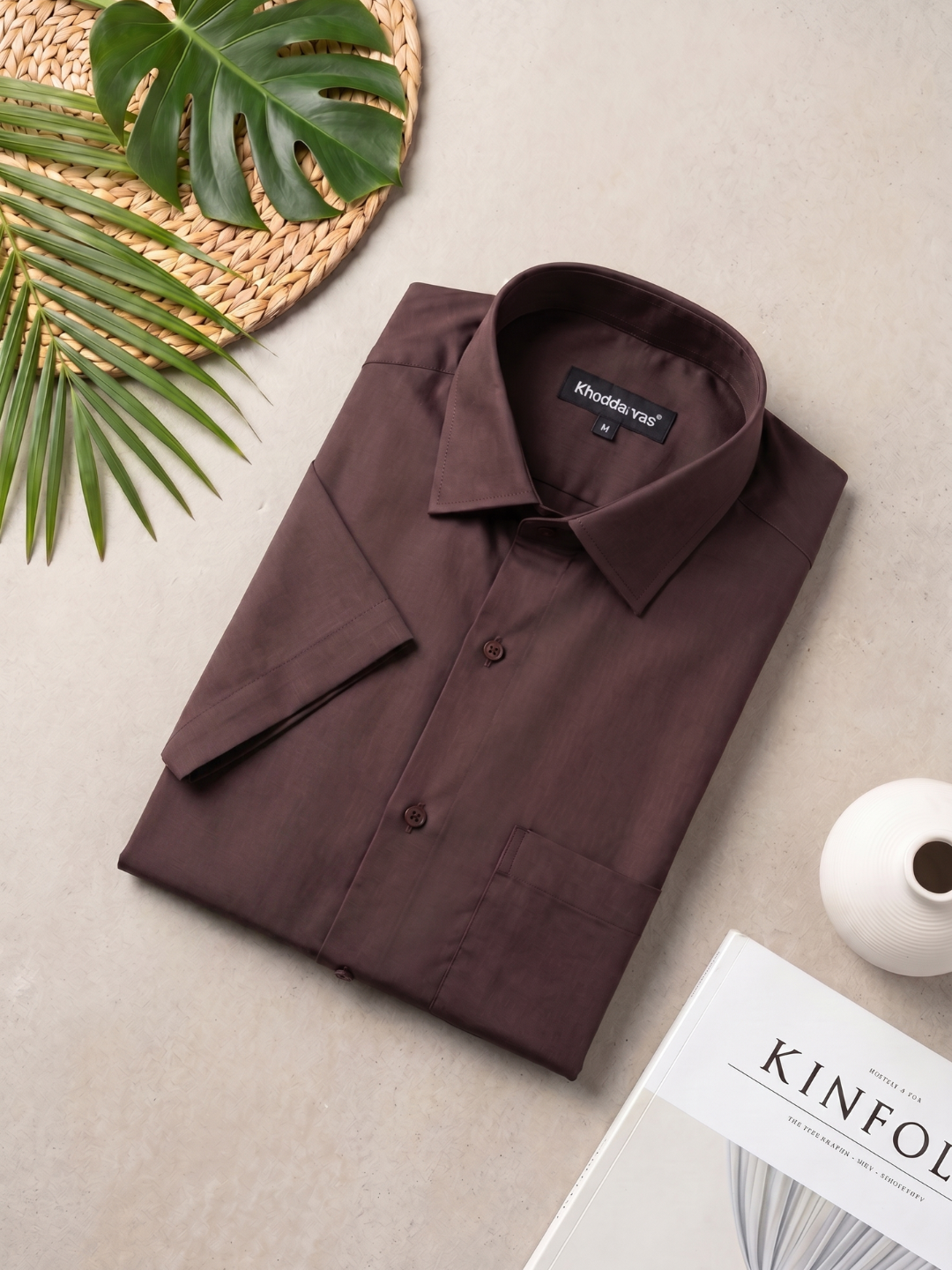Khadi Brown Half Sleeve Casual Cotton Shirt