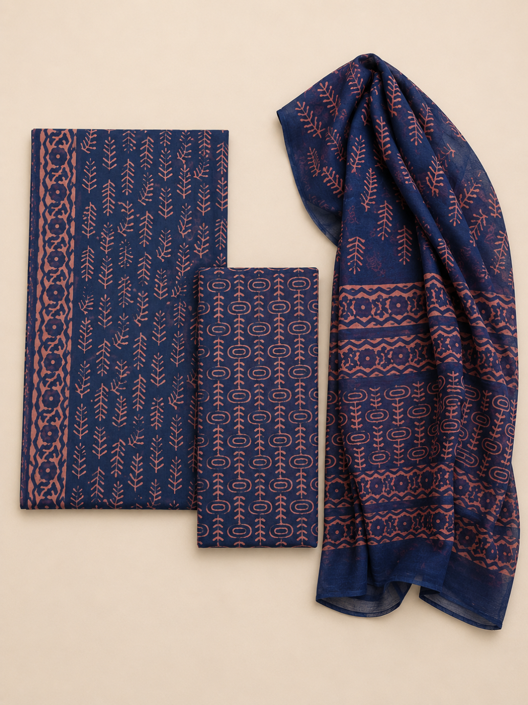 Indigo Batik Tribal Motif | 3-Piece Unstitched Suit Set