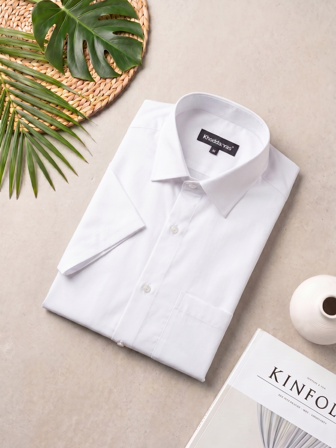 Premium Khadi White Smart Casual Shirt Half Sleeve