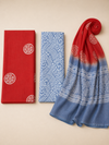 Orange & Blue Batik Floral Vine | 3-Piece Unstitched Suit Set