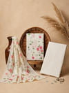 Khaddar Exclusive Hand Painted 3 Pcs Unstitched Suit Set - White & Pink Floral