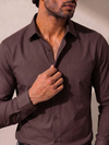 Khadi Brown Cotton Casual Shirt Full Sleeve