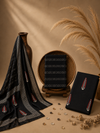 Black Batik Leaf Motif - 3-Piece Unstitched Suit Set