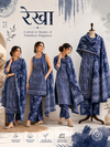 Indigo Horizon Stripe Batik  | 3-Piece Unstitched Suit Set