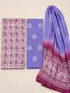 Lavender Batik Floral & Spiral Motif | 3-Piece Unstitched Suit Set
