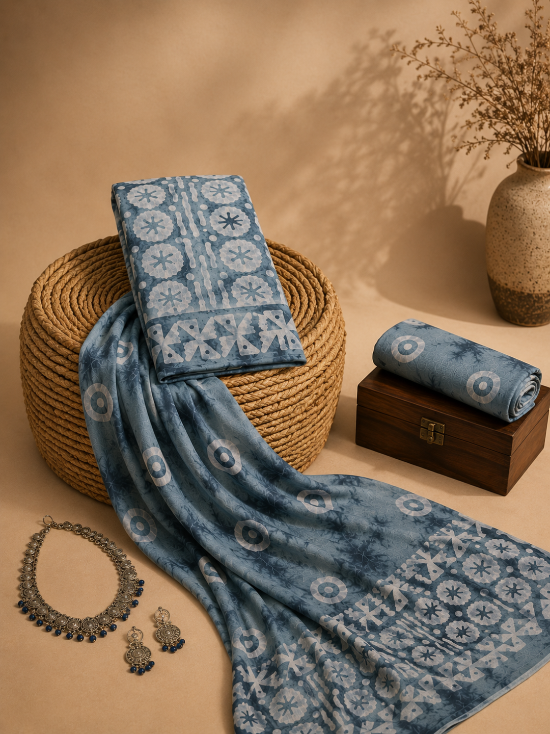 Moonlight Medallion Batik  | 3-Piece Unstitched Suit Set