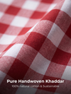 Red & White Buffalo Check Handwoven Khadi Cotton Fabric