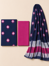 Navy Blue Tie-Dye Bandhani Motif | 3-Piece Unstitched Suit Set