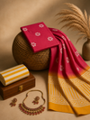 Red Batik Floral Buti & Stripe | 3-Piece Unstitched Suit Set