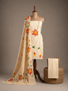 Khaddar Premium Hand Painted 3 Pcs Unstitched Suit Set - Beige Floral Vine