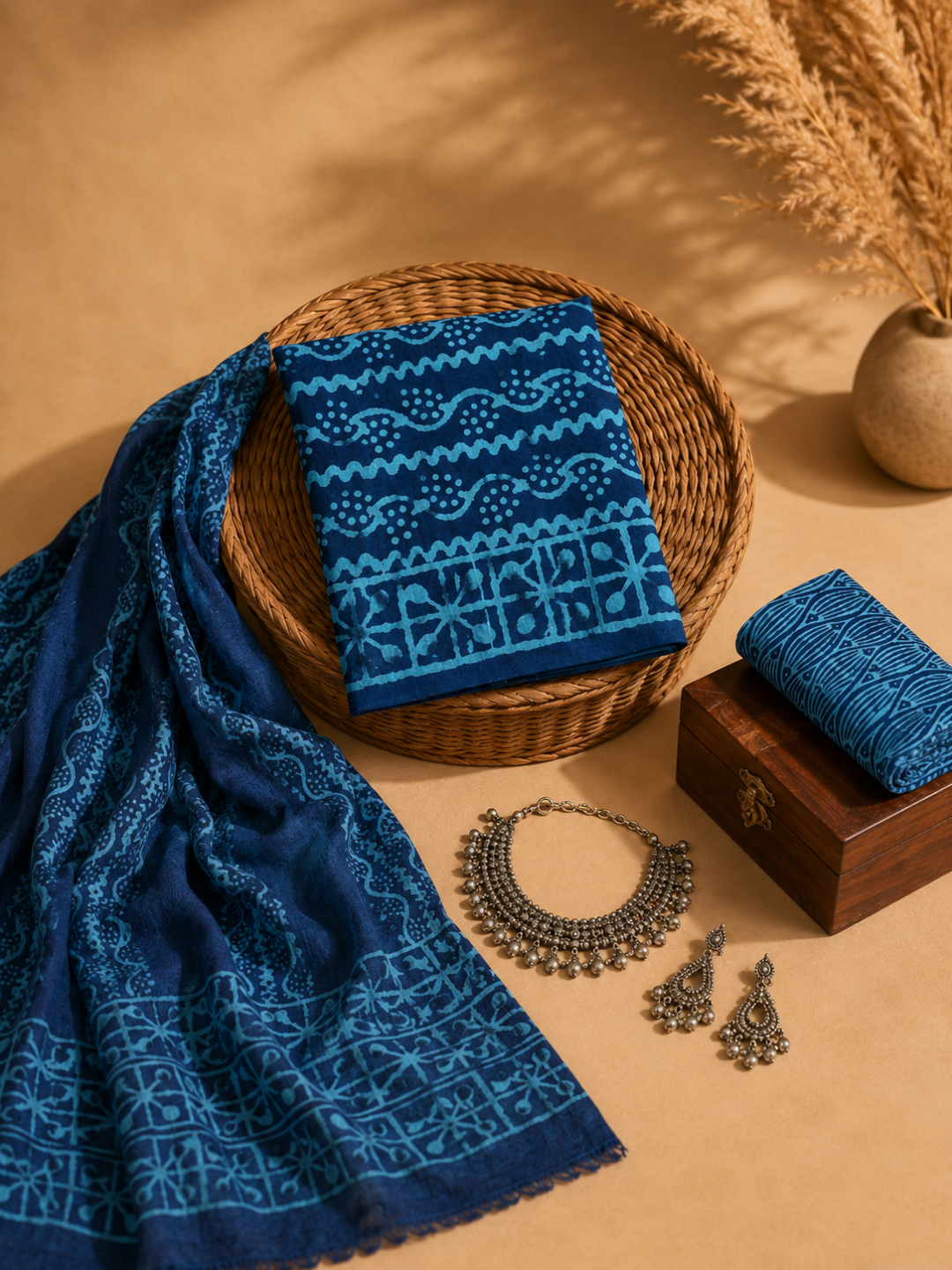 Indigo Wave Batik | 3-Piece Unstitched Suit Set
