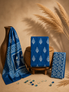 Indigo Batik Buti & Geometric Motif | 3-Piece Unstitched Suit Set