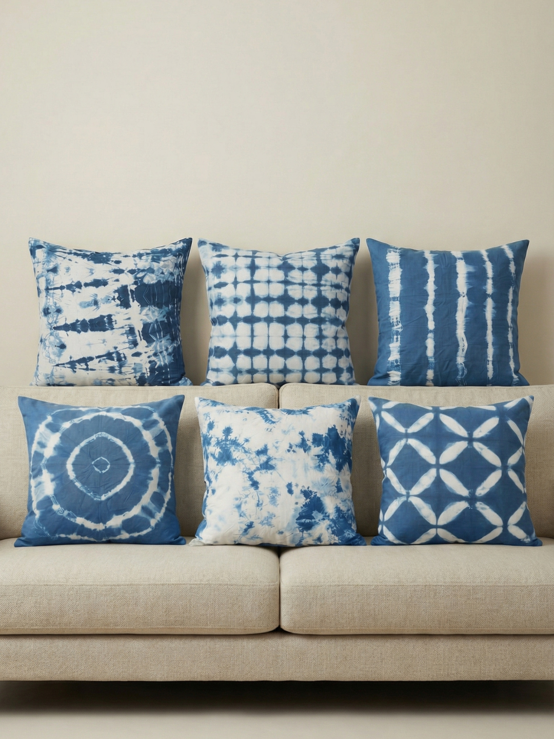 MOOL Khadi Blue-Pea Flower Tie-Dye Cushion Cover