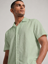 Khadi Fern Green Cuban Collar Half Sleeve Shirt