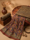 Rust Brown Floral Block Print - 3 Piece Unstitched Suit Set