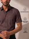 Khadi Brown Half Sleeve Casual Cotton Shirt