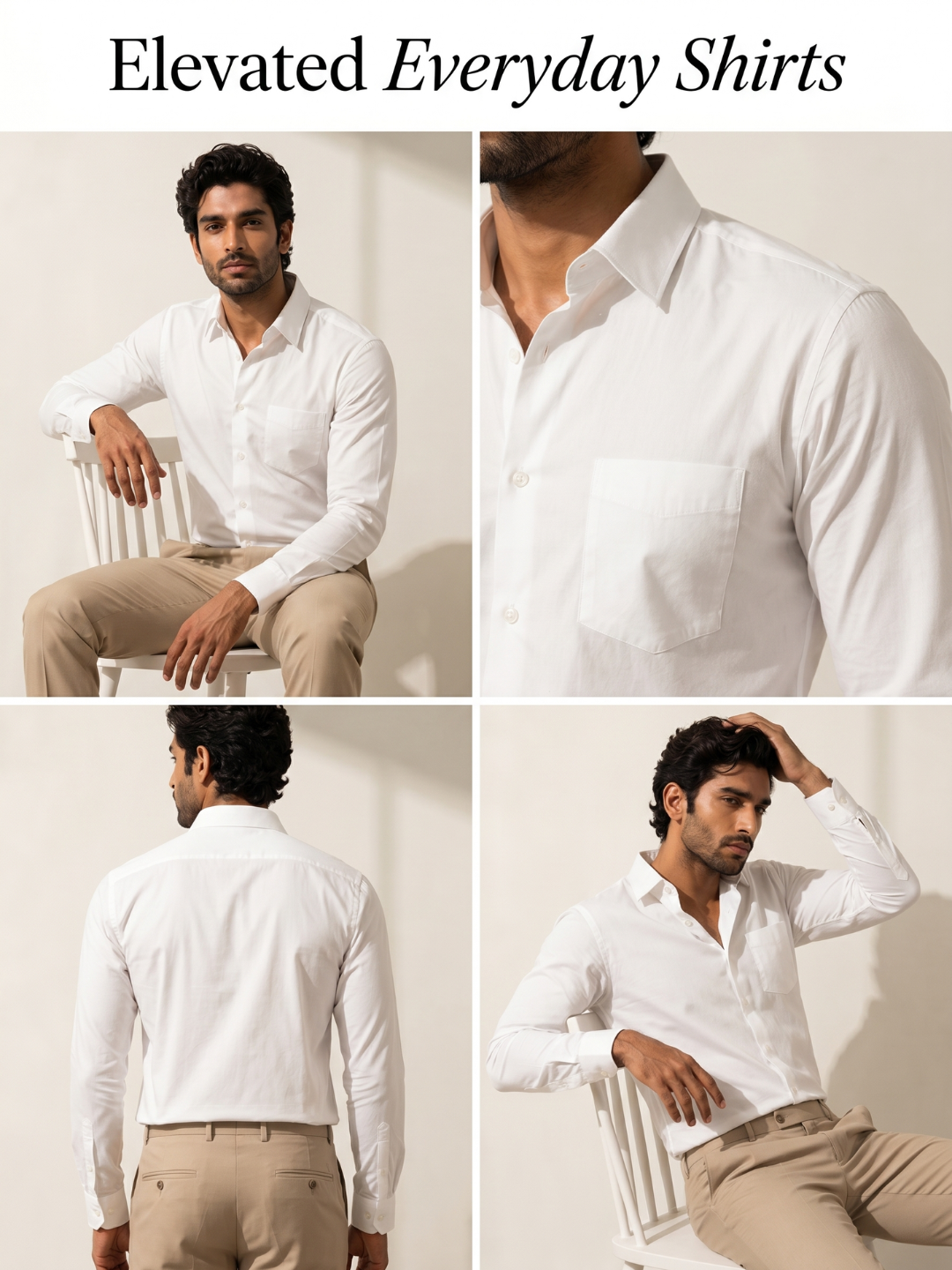 White Khadi Cotton Smart Casual Shirt Full Sleeve