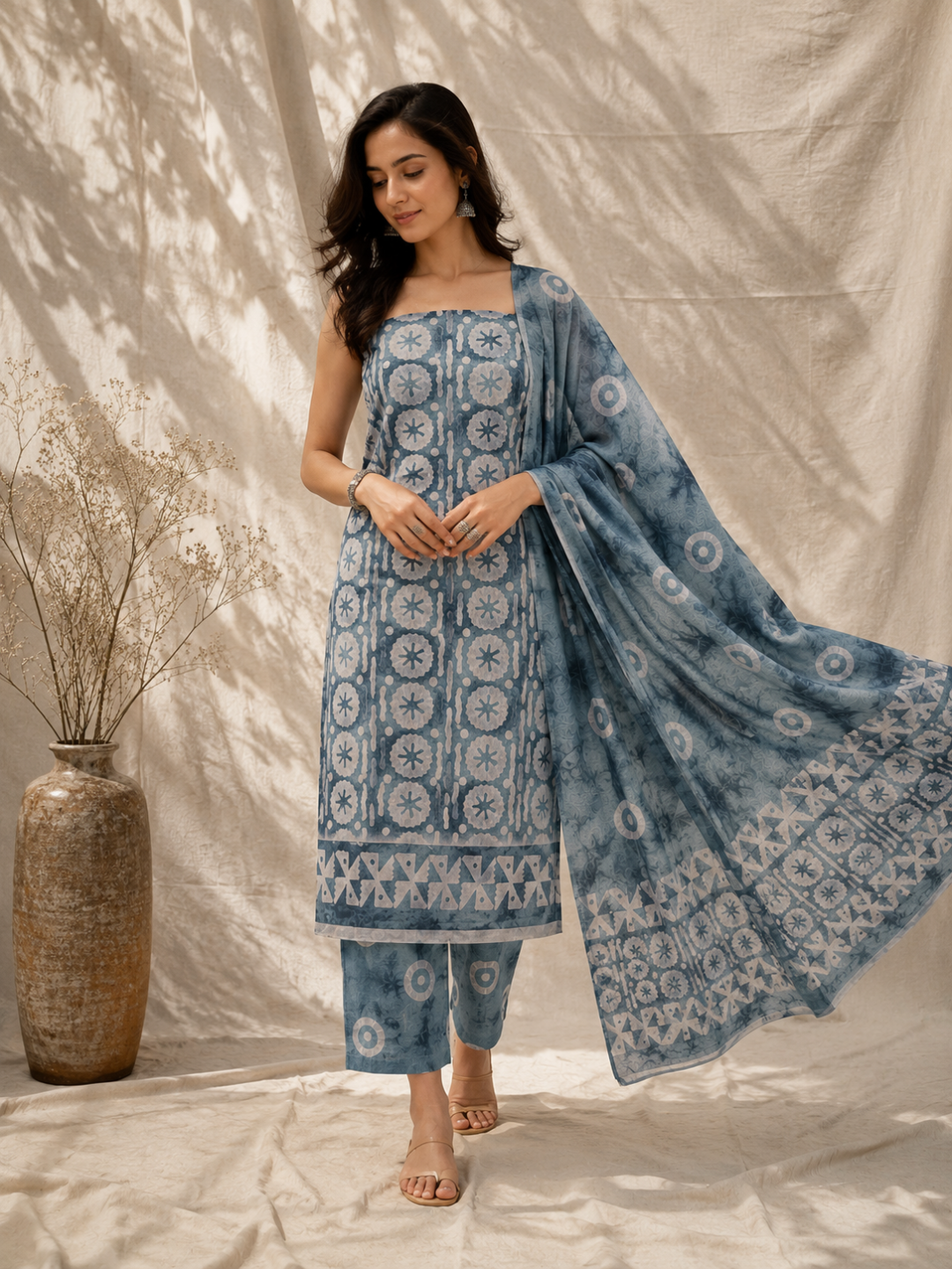 Moonlight Medallion Batik  | 3-Piece Unstitched Suit Set